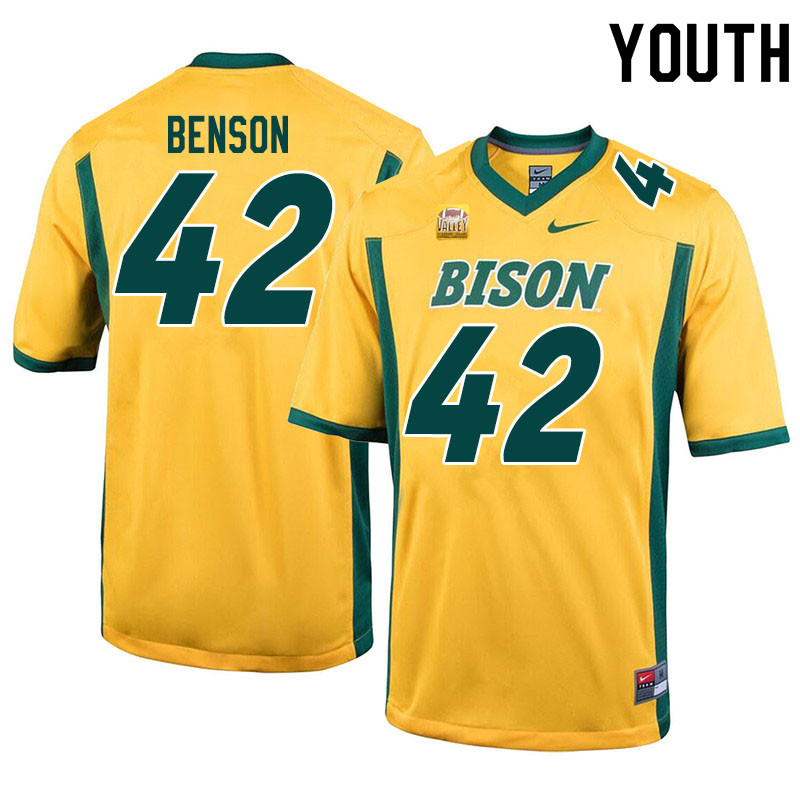 Youth #42 Oscar Benson North Dakota State Bison College Football Jerseys Sale-Yellow - Click Image to Close